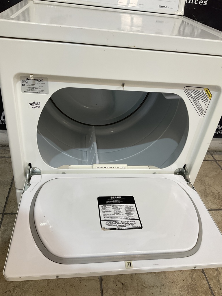 Kenmore Electric Dryer 220volts (30 AMP) 27inches {3 prong} (White) 