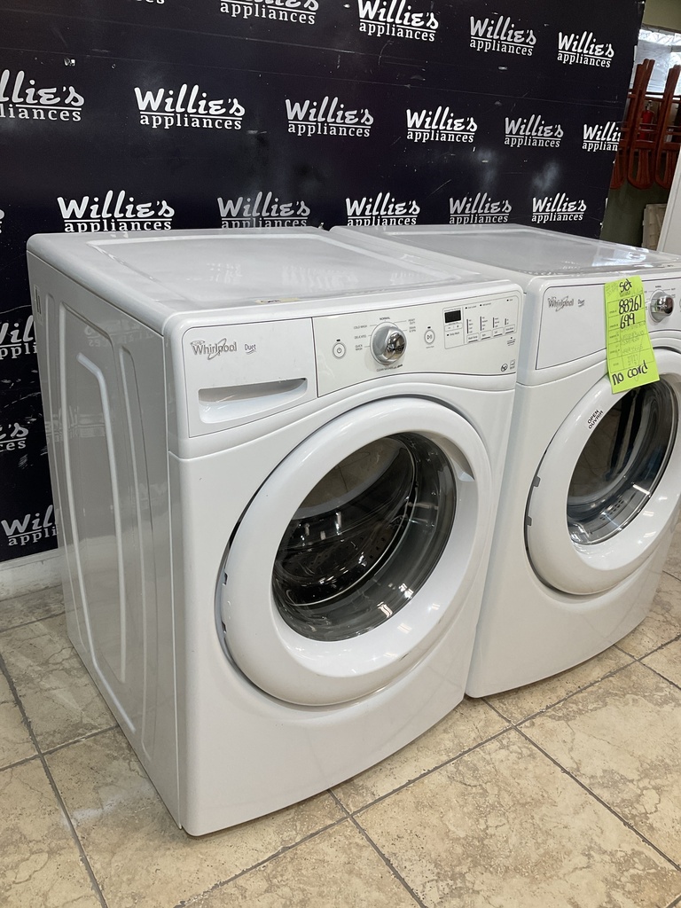 Whirlpool Used Electric Set Washer/Dryer 220volts (30AMP) Front-Load 27inches”