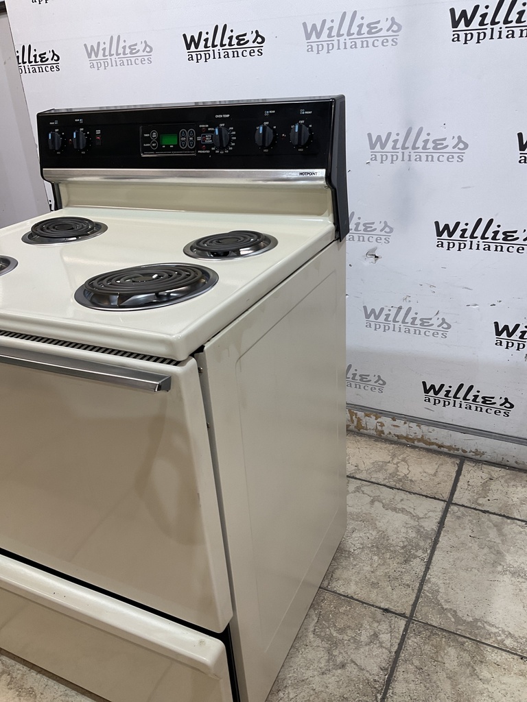 Hotpoint Used Electric Stove 220volts(40/50 AMP) 30inches {no cord} (Bisque/Black) 