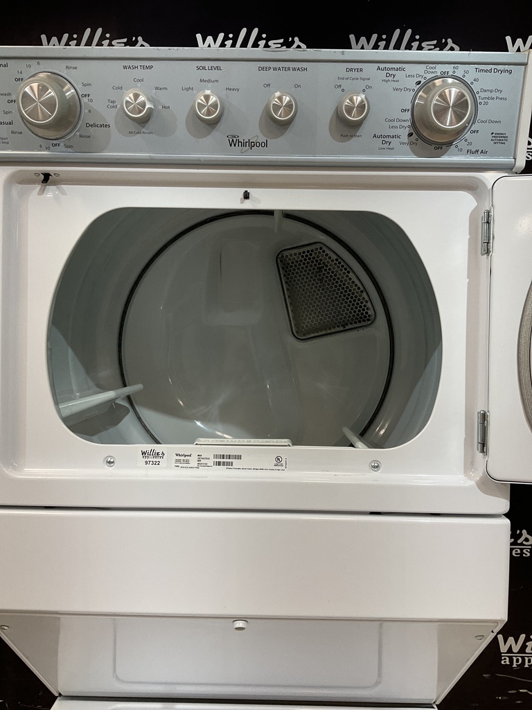 Whirlpool Used Electric Unit Stackable 220volts(30 AMP) 27x72 1/2” {3 prong} (White)