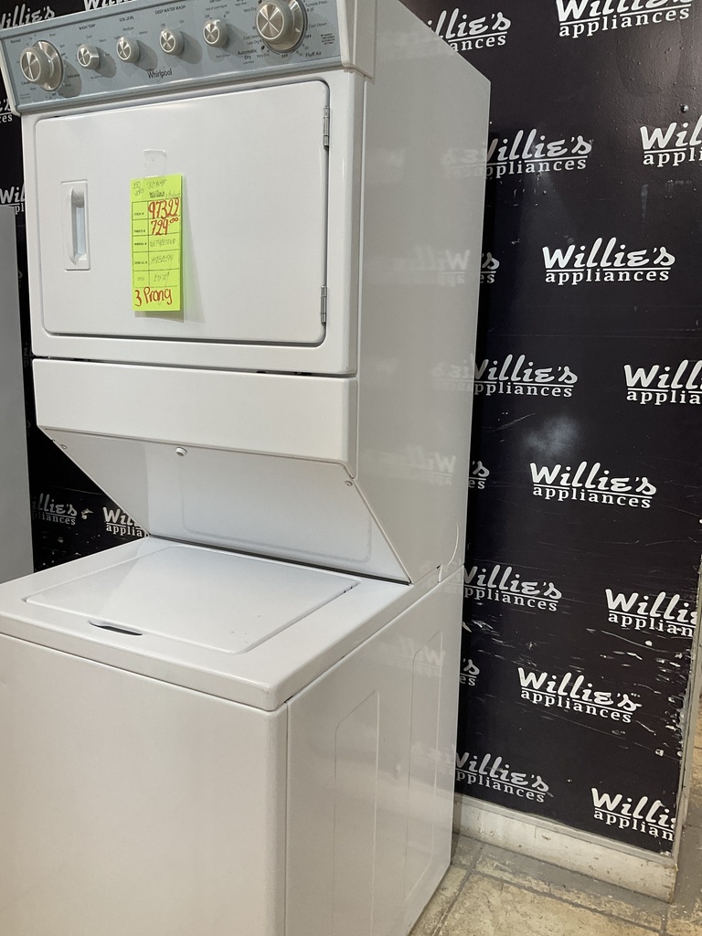 Whirlpool Used Electric Unit Stackable 220volts(30 AMP) 27x72 1/2” {3 prong} (White)