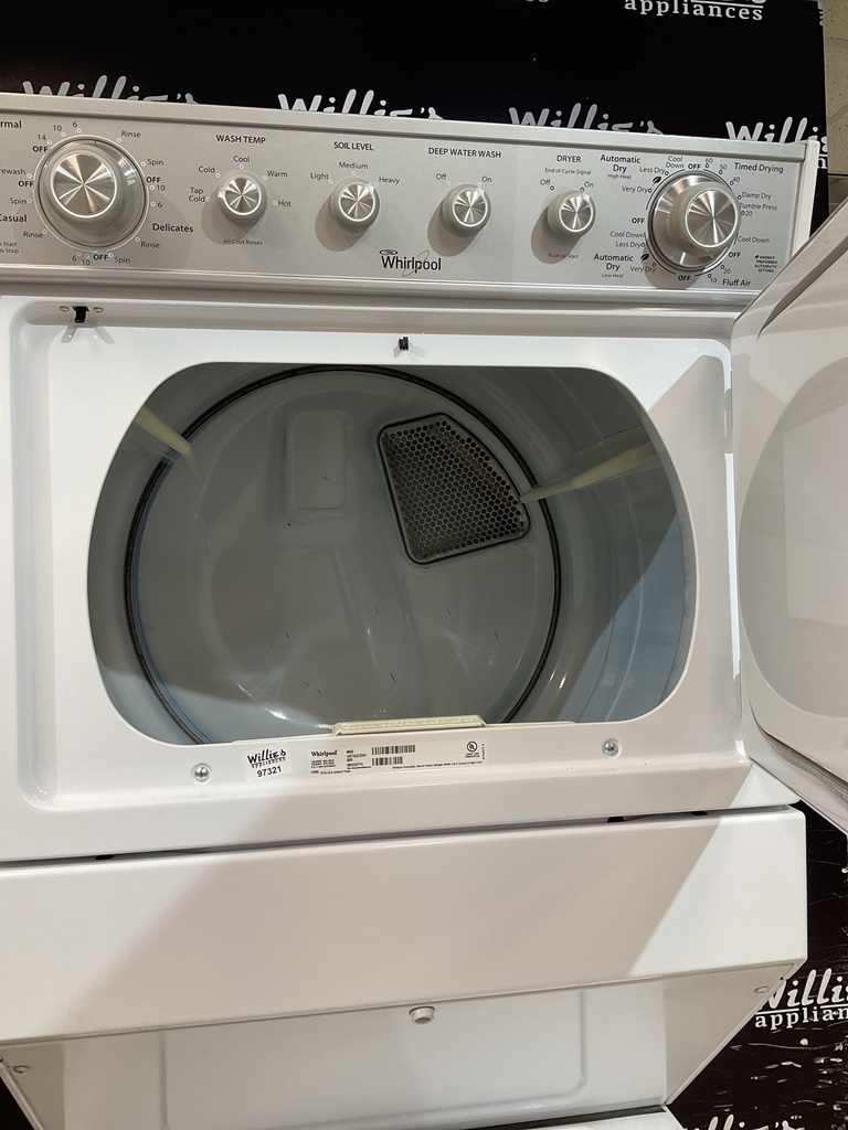 Whirlpool Used Electric Unit Stackable 220volts(30 AMP) 27x72 1/2” {3 prong} (White)