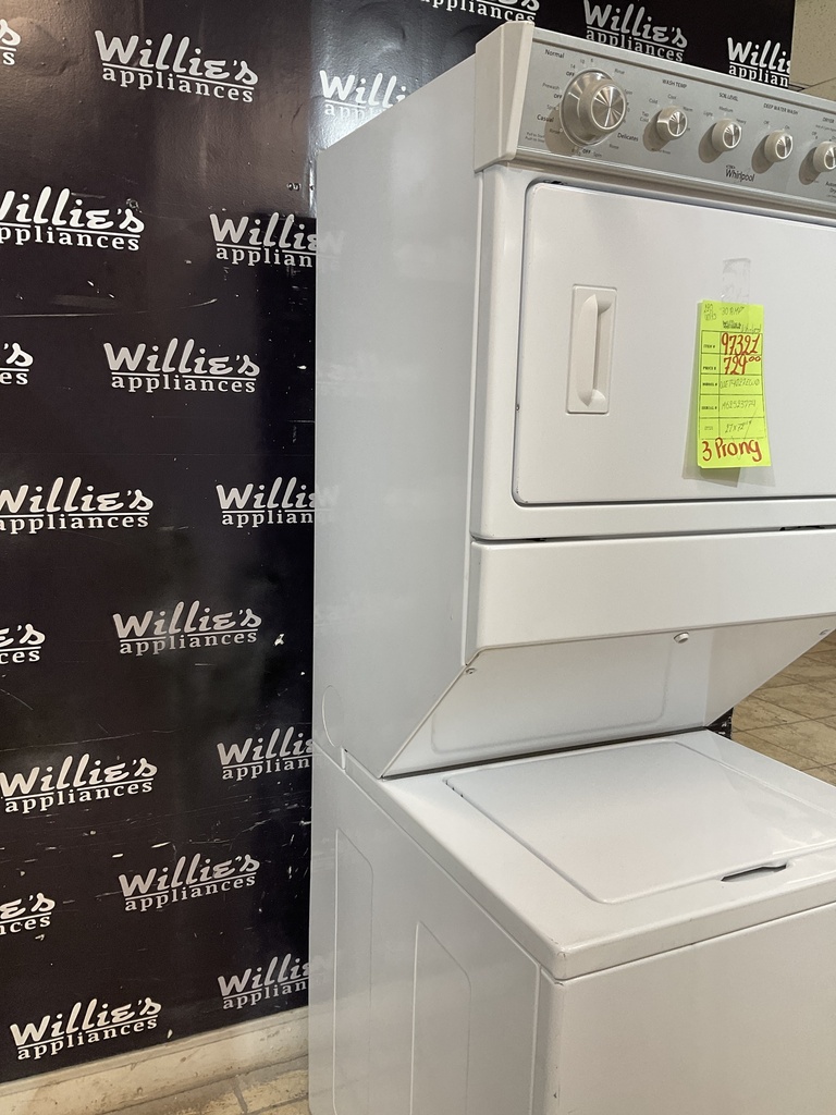 Whirlpool Used Electric Unit Stackable 220volts(30 AMP) 27x72 1/2” {3 prong} (White)
