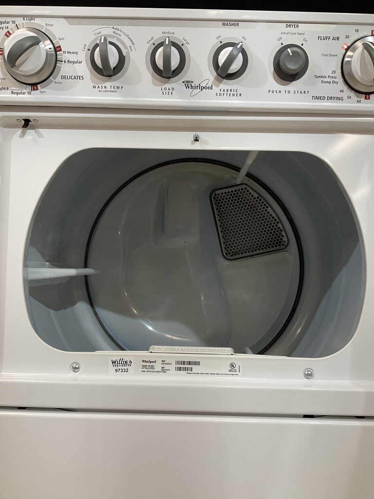 Whirlpool Used Electric Unit Stackable 220volts (30 AMP) 27x72 1/2” {3 prong} (white) 