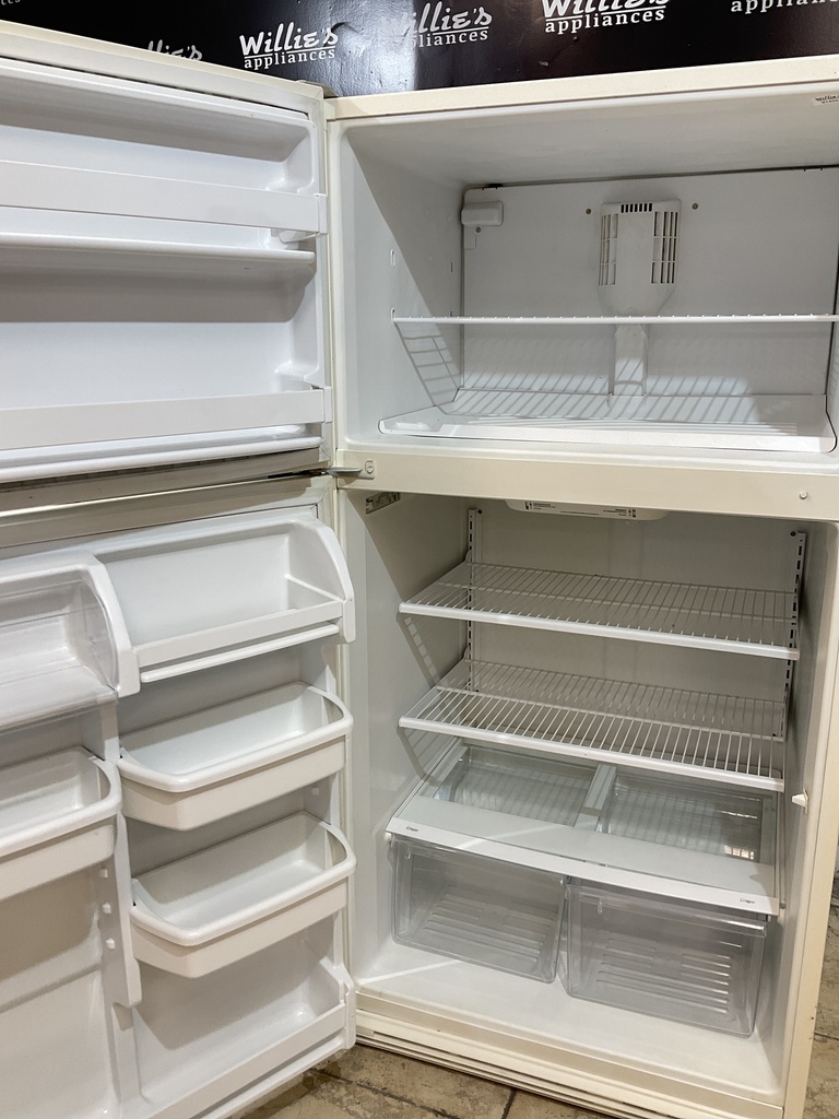 Whirlpool Used Refrigerator Top and Bottom 33x65 1/2” (Bisque)
