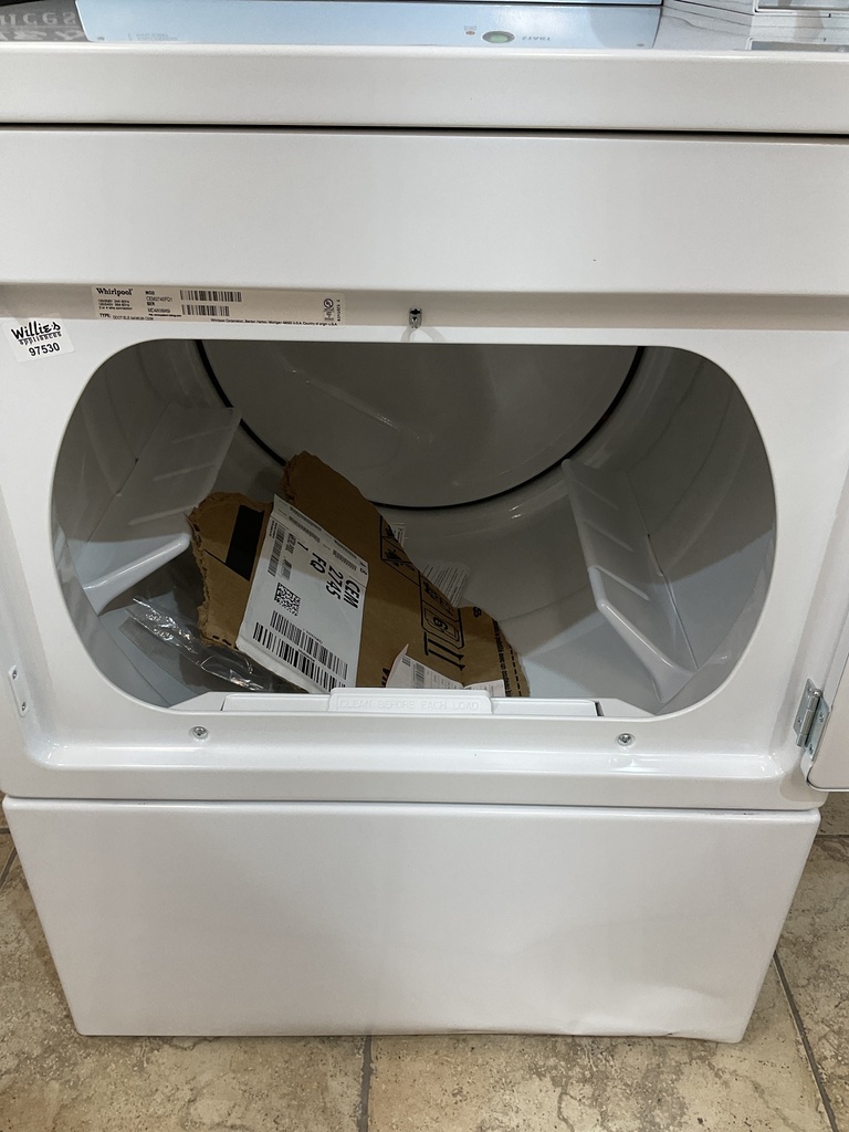 Whirlpool Used Electric Dryer 220volts (30 AMP) 27inches {no cord} (White)