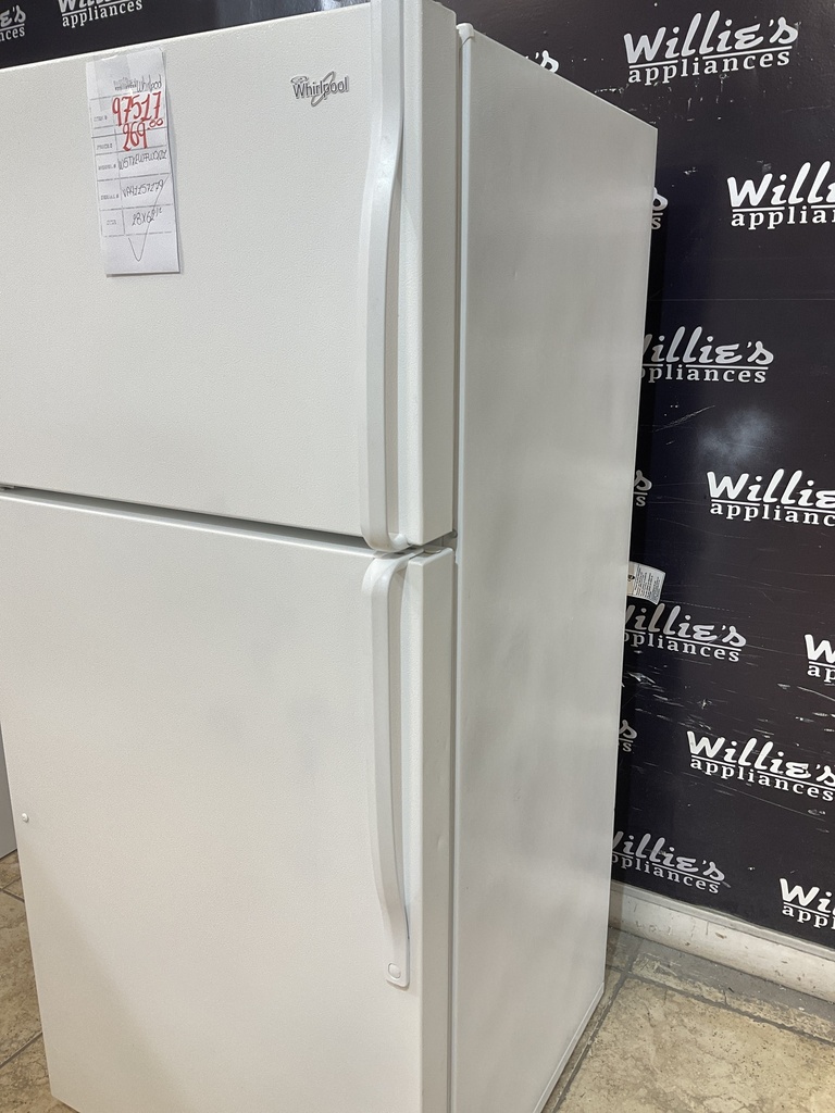 Whirlpool Used Refrigerator Top and Bottom 28x62 1/2” (White) 