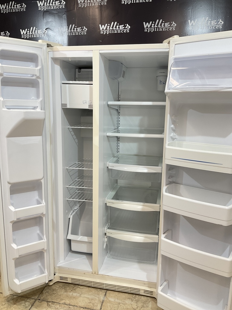 Ge Used Refrigerator Side by Side 34x66 1/2” (Bisque) 