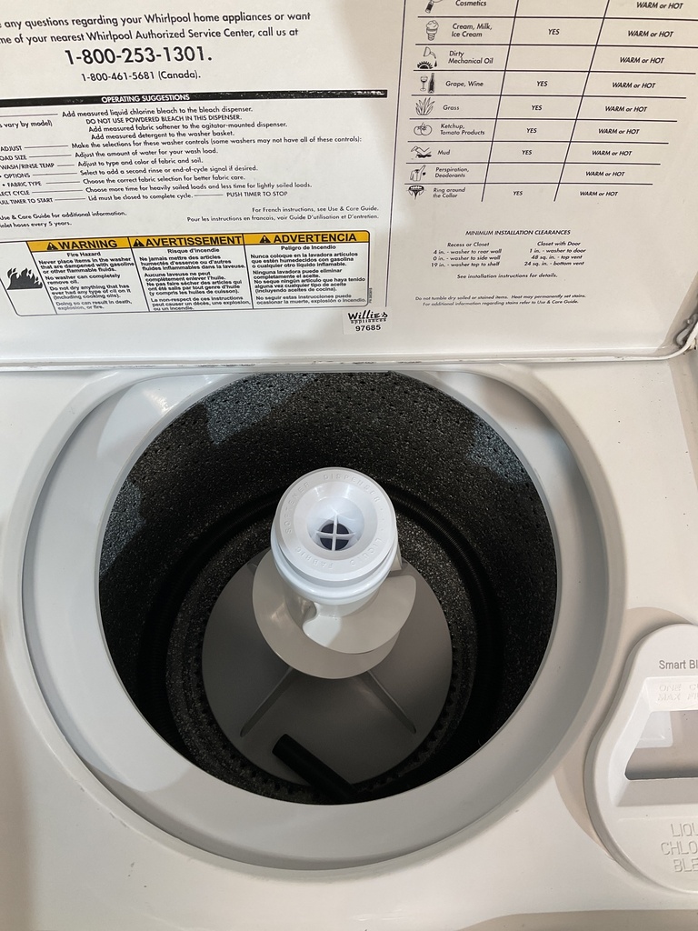 Whirlpool Used Natural Gas Set Washer/Dryer 27/29inches (White) 