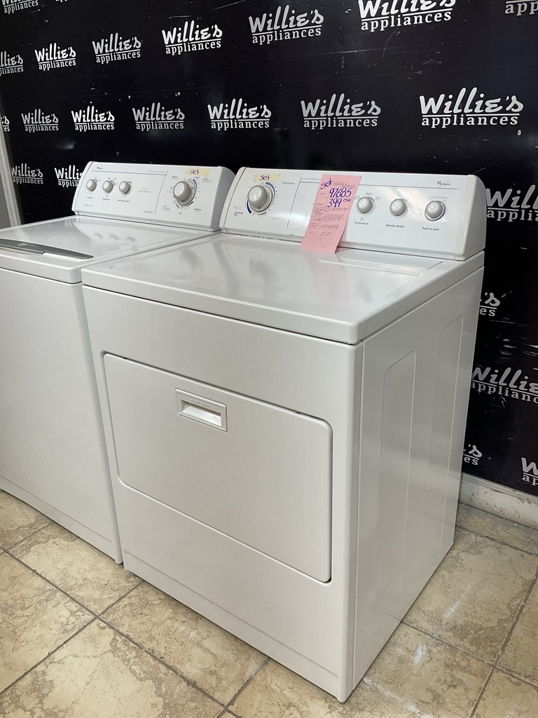 Whirlpool Used Natural Gas Set Washer/Dryer 27/29inches (White) 