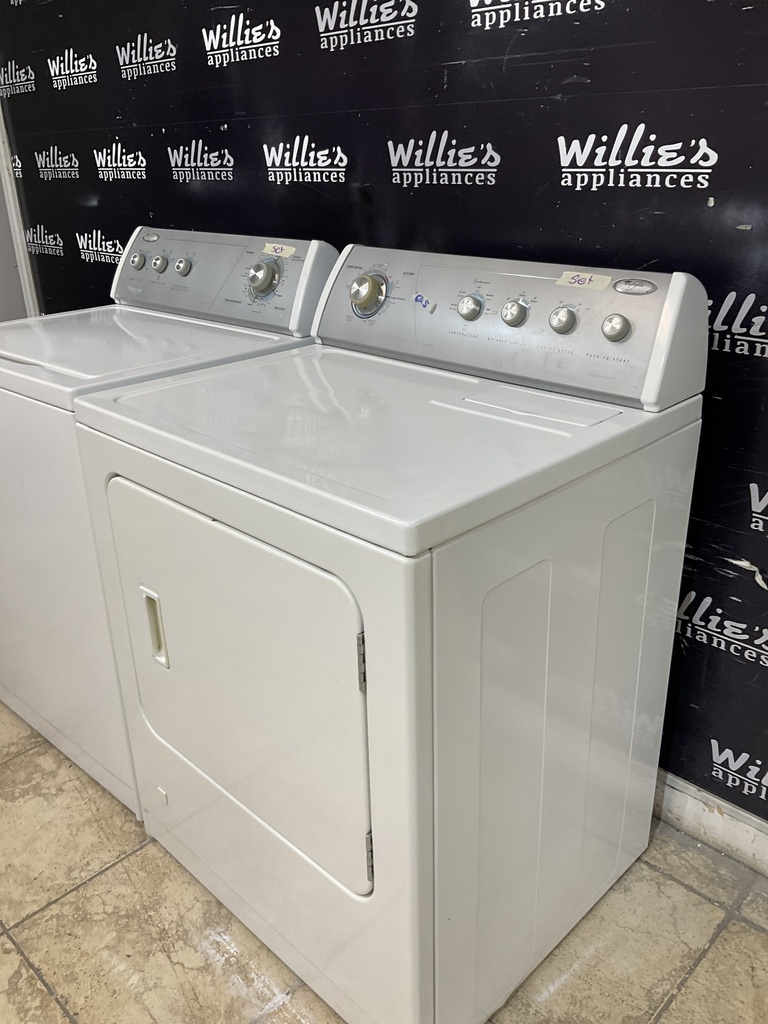 Whirlpool Used Natural Gas Set Washer/Dryer 27/29inches (White) 