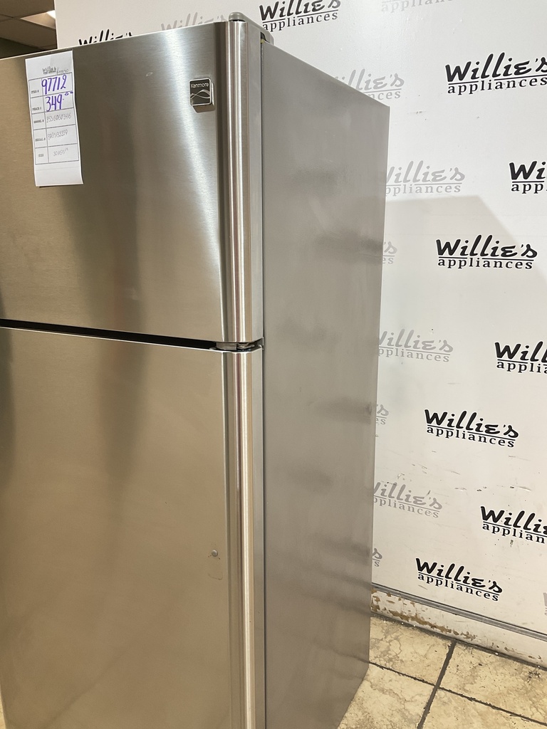 Kenmore Used Refrigerator Top and Bottom 30x65 1/2” (Stainless Steel)
