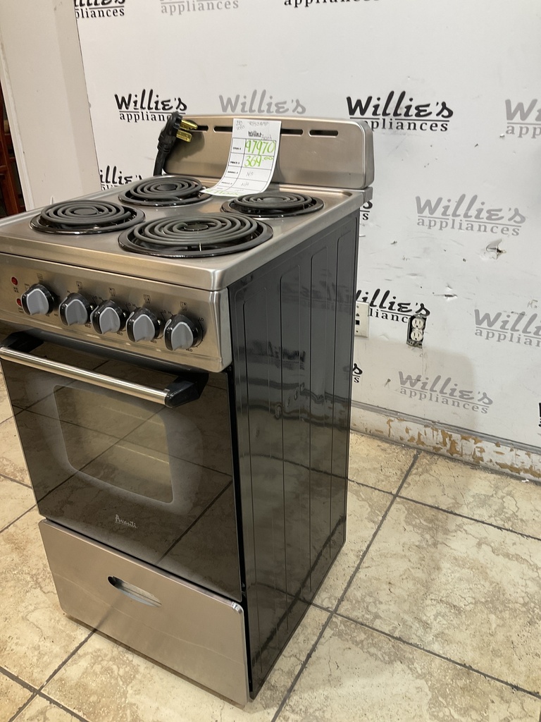 Avanti Used Electric Stove 220volts (40/50 AMP) 19 1/2”inches {3 prong} (Stainless Steel) 