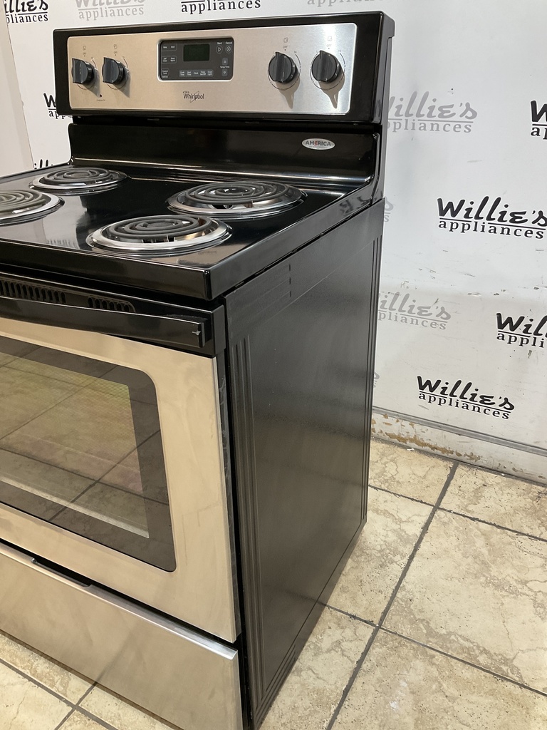 Whirlpool Used Electric Stove 220volts (40/50 AMP) 30inches {no cord} (Stainless Steel) 
