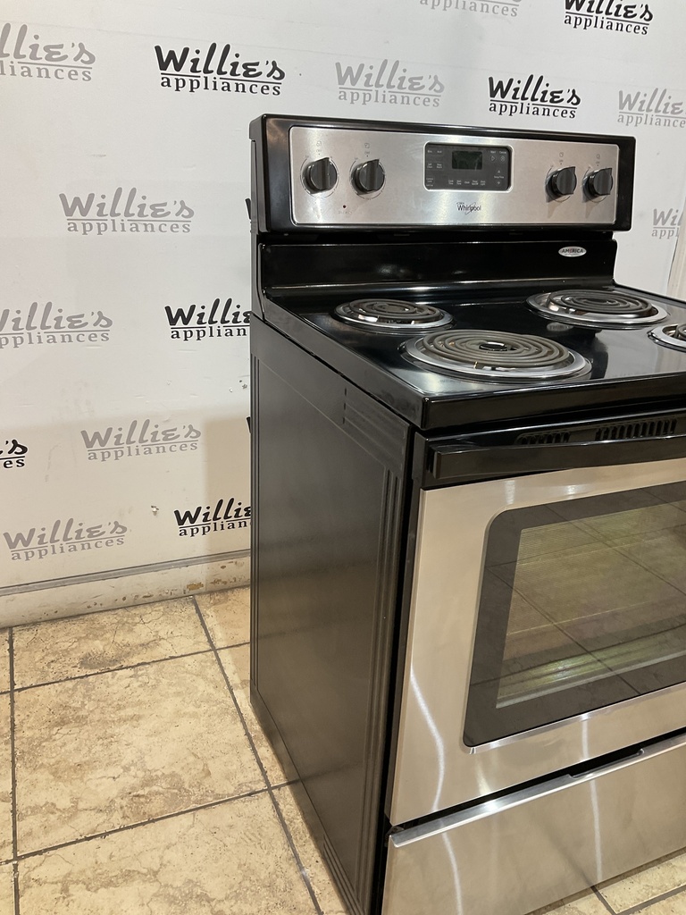 Whirlpool Used Electric Stove 220volts (40/50 AMP) 30inches {no cord} (Stainless Steel) 