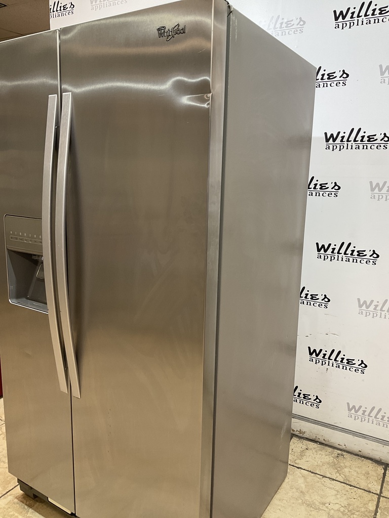 Whirlpool Used Refrigerator Side By Side 36x68 1/2” (Stainless Steel) 