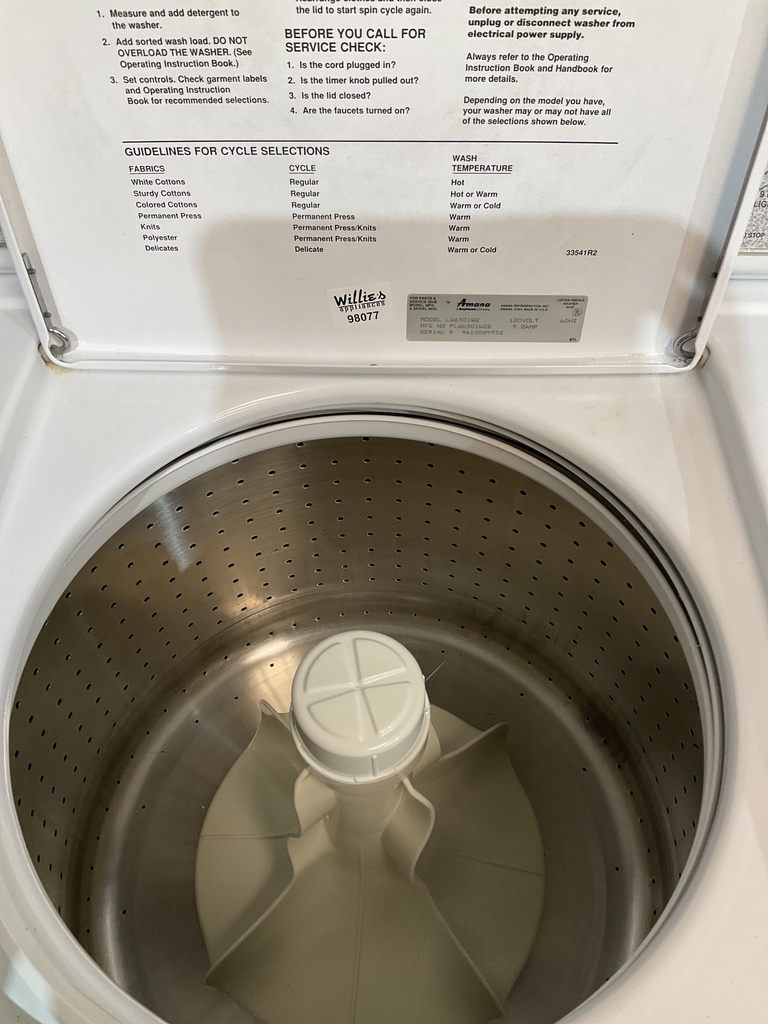 Amana Used Washer Top-load 25 1/2” inches (White) 