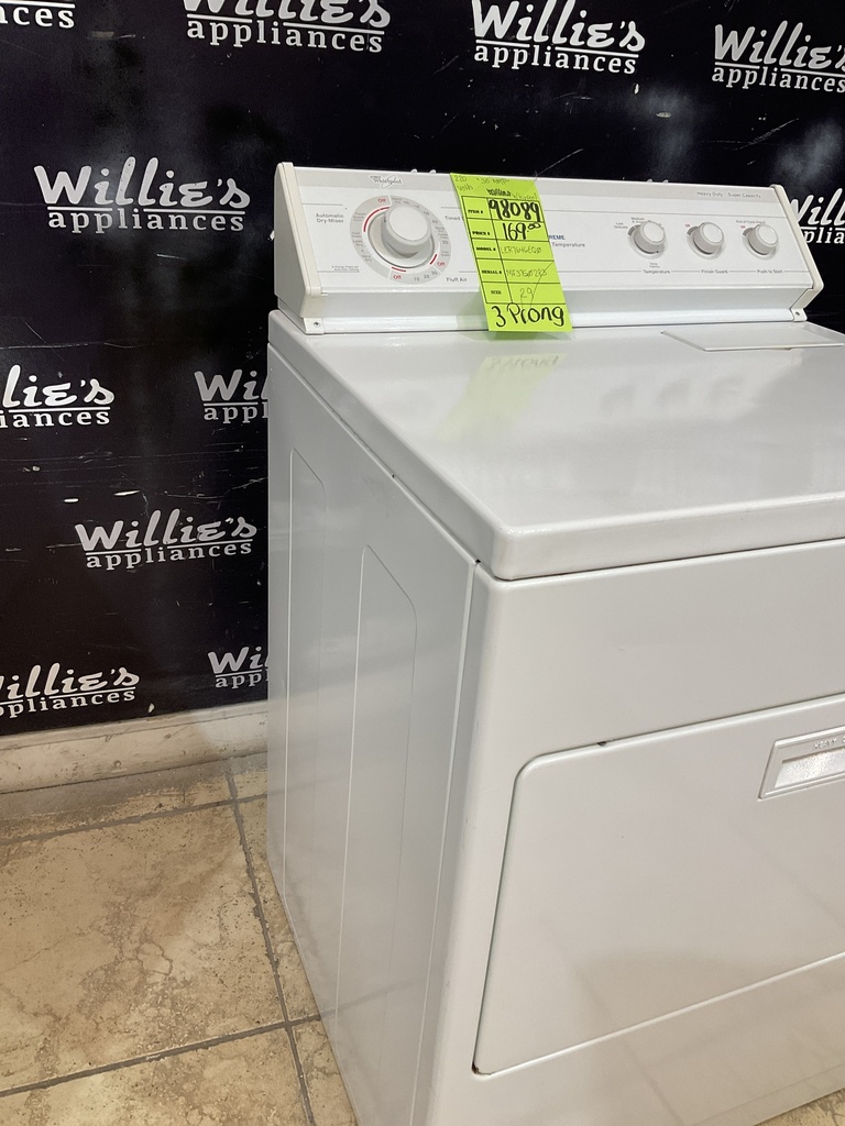 Whirlpool Used Electric Dryer 220volts (30 AMP) 29inches {3 prong} (White) 