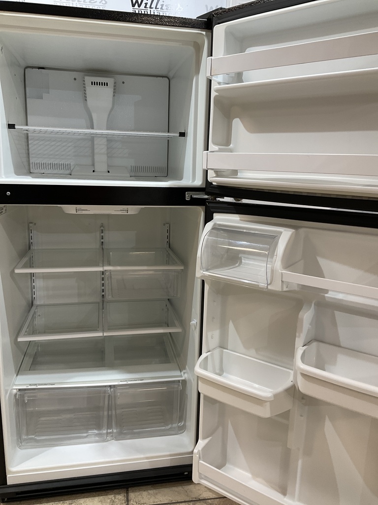 Whirlpool Used Refrigerator Top and Bottom 30x65 1/2” (Black) 
