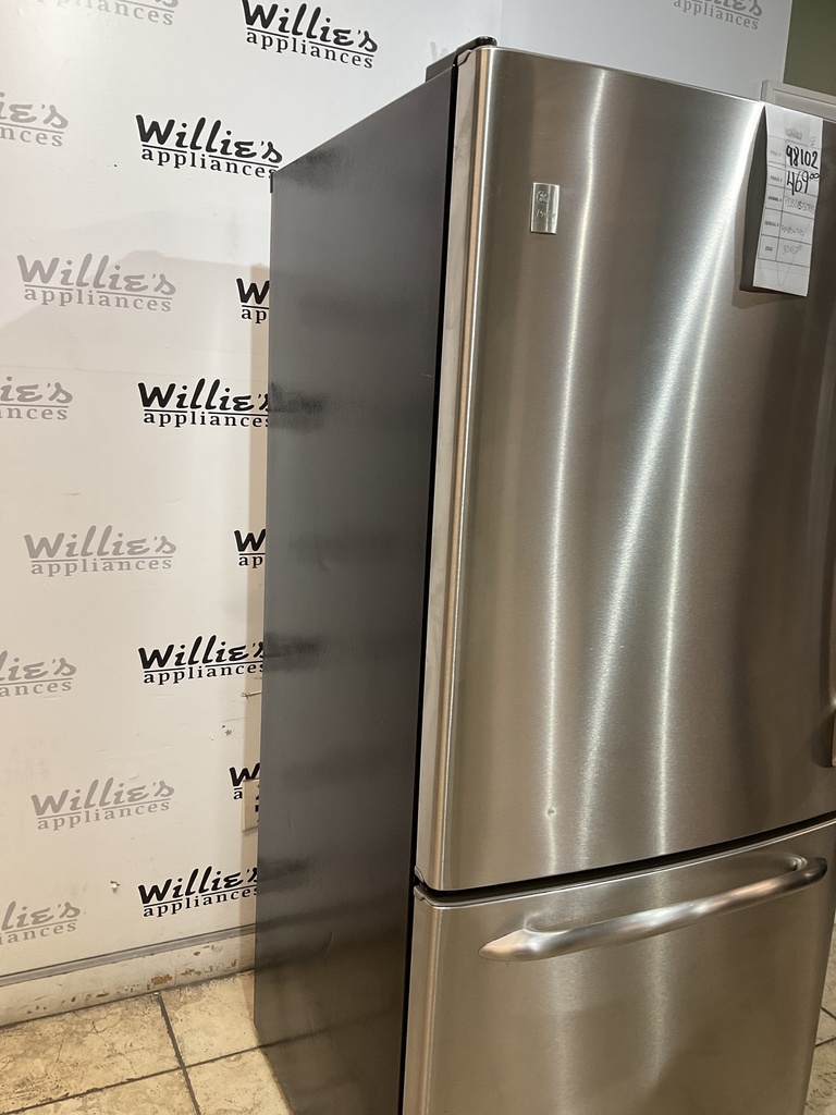 Ge Used Refrigerator Top and Bottom Mount 30x67 1/2” (Stainless Steel) 