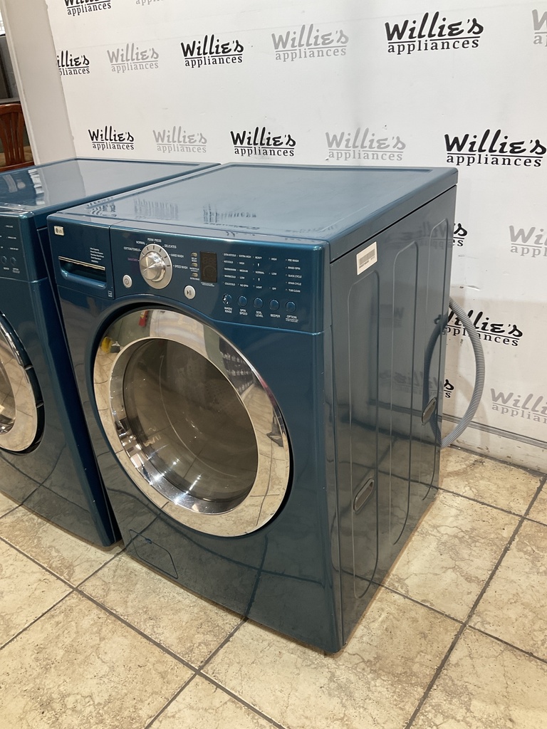 Lg Used Electric Set Washer/Dryer Front-load 27inches {3 prong} (Bahama Blue) 