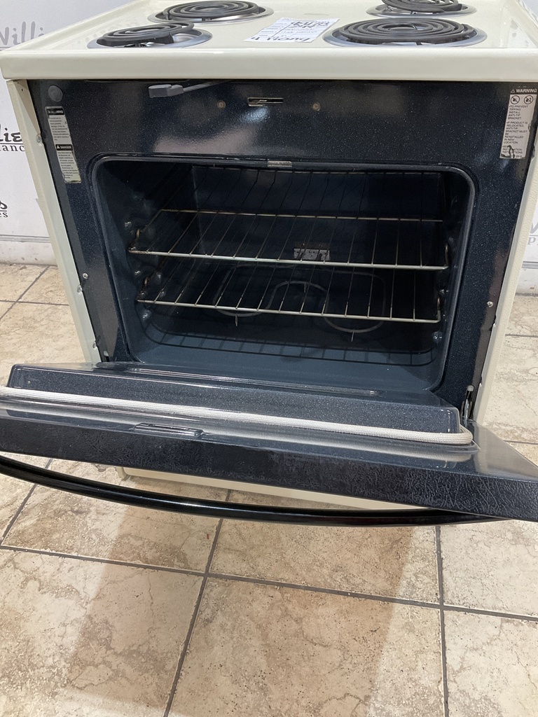 Amana Used Electric Stove 220volts (40/50 AMP) 30inches {4 prong} (Bisque/Black)