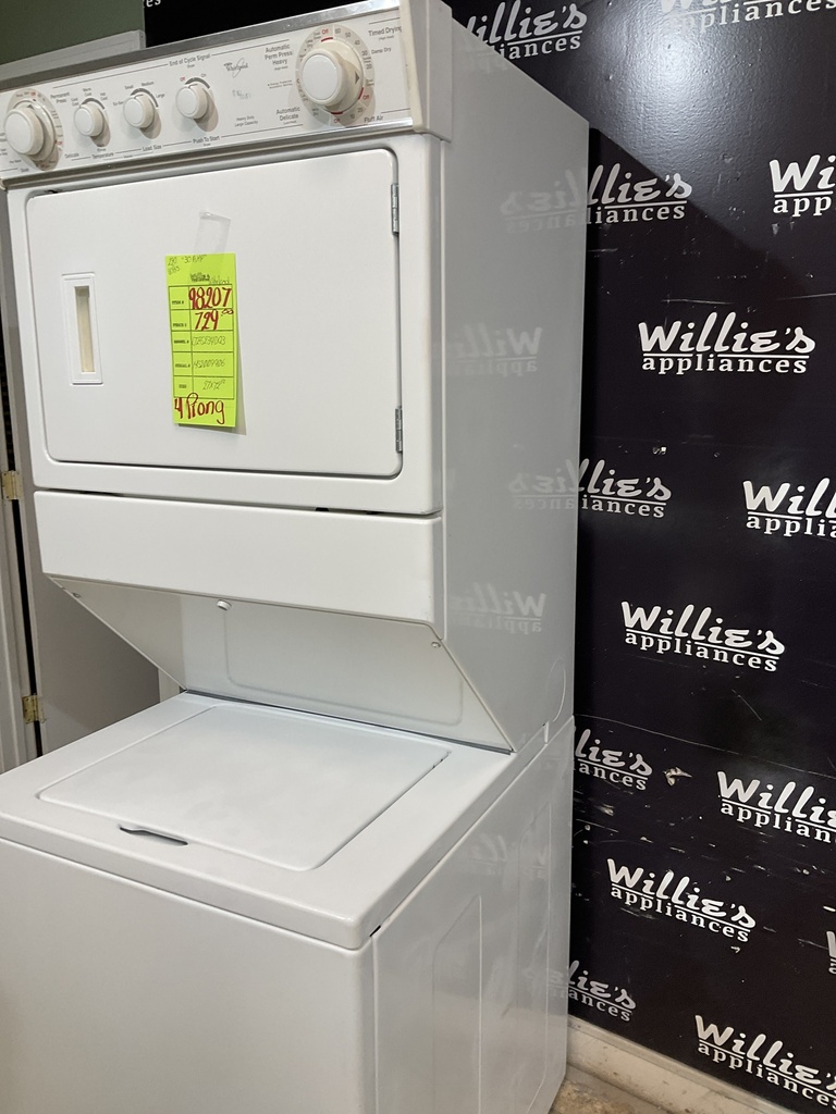 Whirlpool Used Electric Unit Stackable 220volts (30 AMP) 27x72 1/2” {4 prong} (White) 