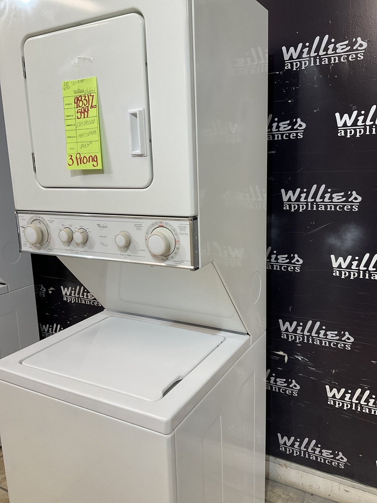 Whirlpool Used Electric Unit Stackable 220volts (30 AMP) 24x71 1/2” {3 prong}  (White) 