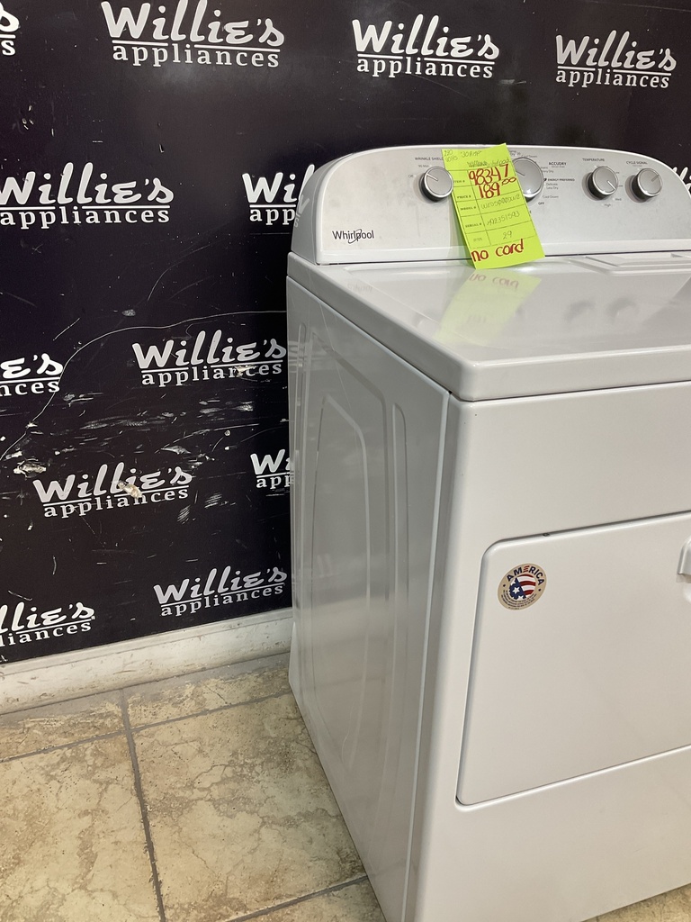 Whirlpool Used Electric Dryer 220volts (30 AMP) 29inches {no cord} (White)