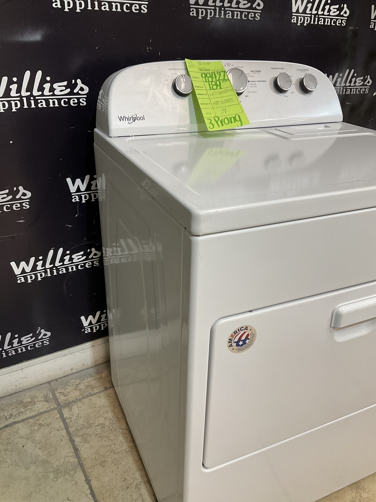 Whirlpool Used Electric Dryer 220volts (30 AMP) 29inches {3 prong} (White)