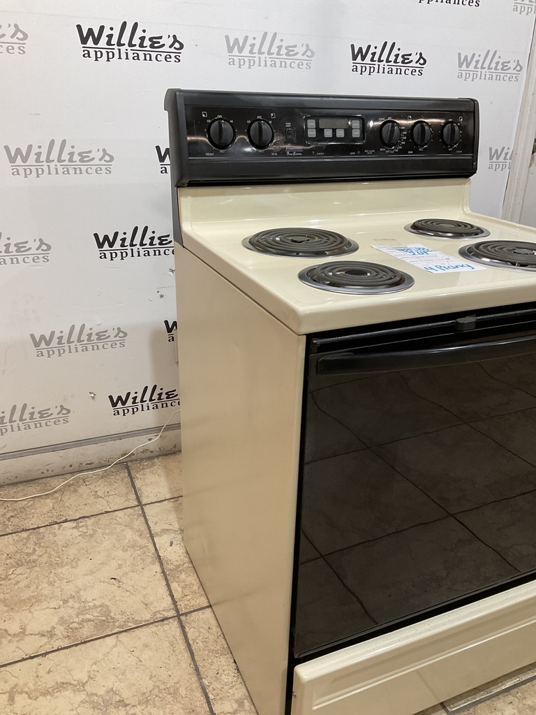 Amana Used Electric Stove 220volts (40/50 AMP) 30inches {4 prong} (Bisque/Black) 