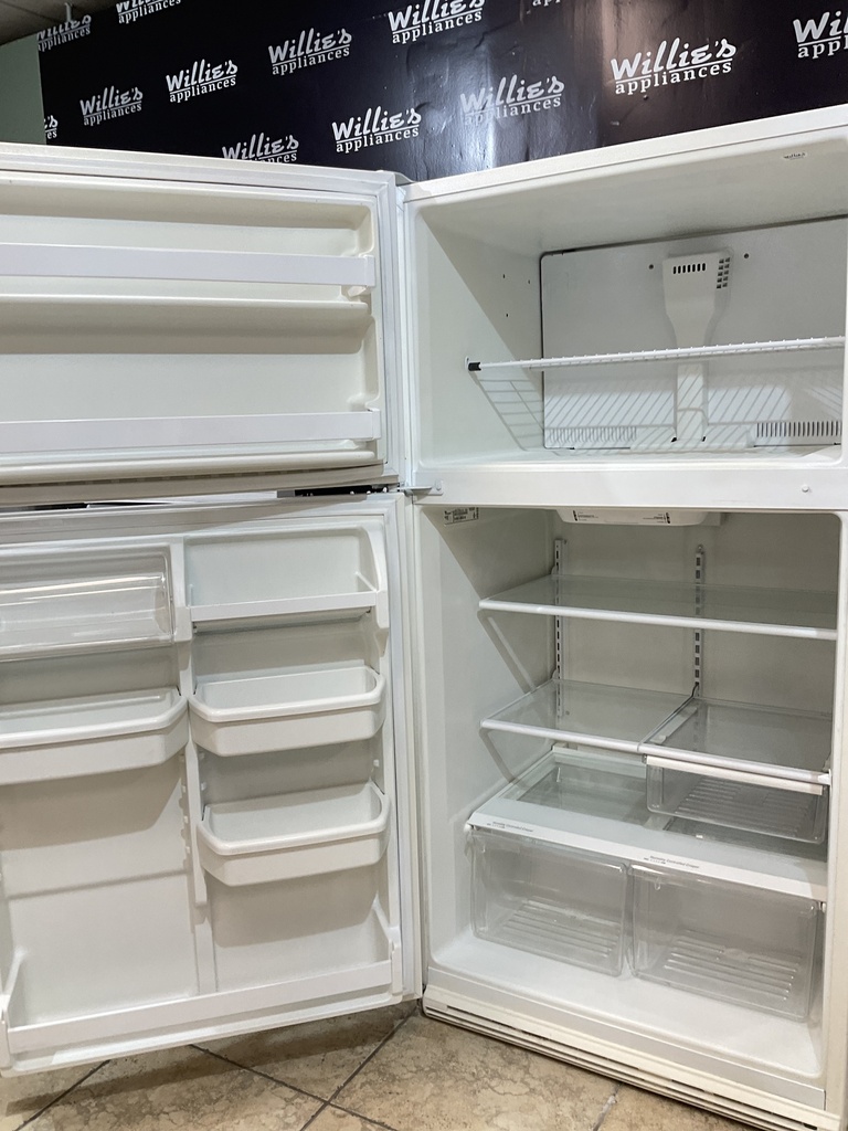 Whirlpool Used Refrigerator Top and Bottom 33x65 1/2” (White) 