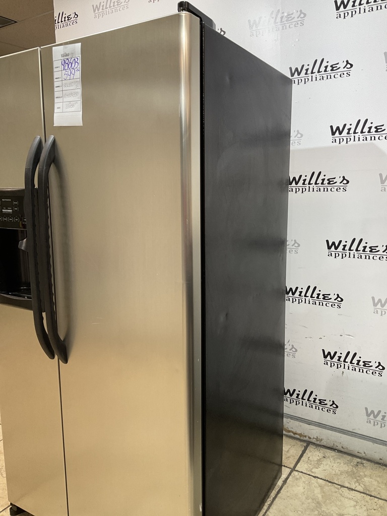 Ge Used Refrigerator Side By Side 33 2/2” x 66 1/2” (Stainless Steel) 