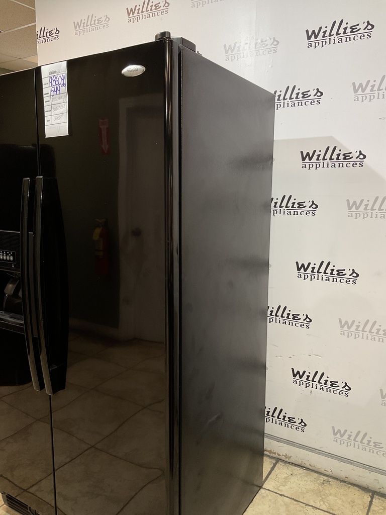Whirlpool Used Refrigerator Side By Side 36x68 1/2” (Black) 