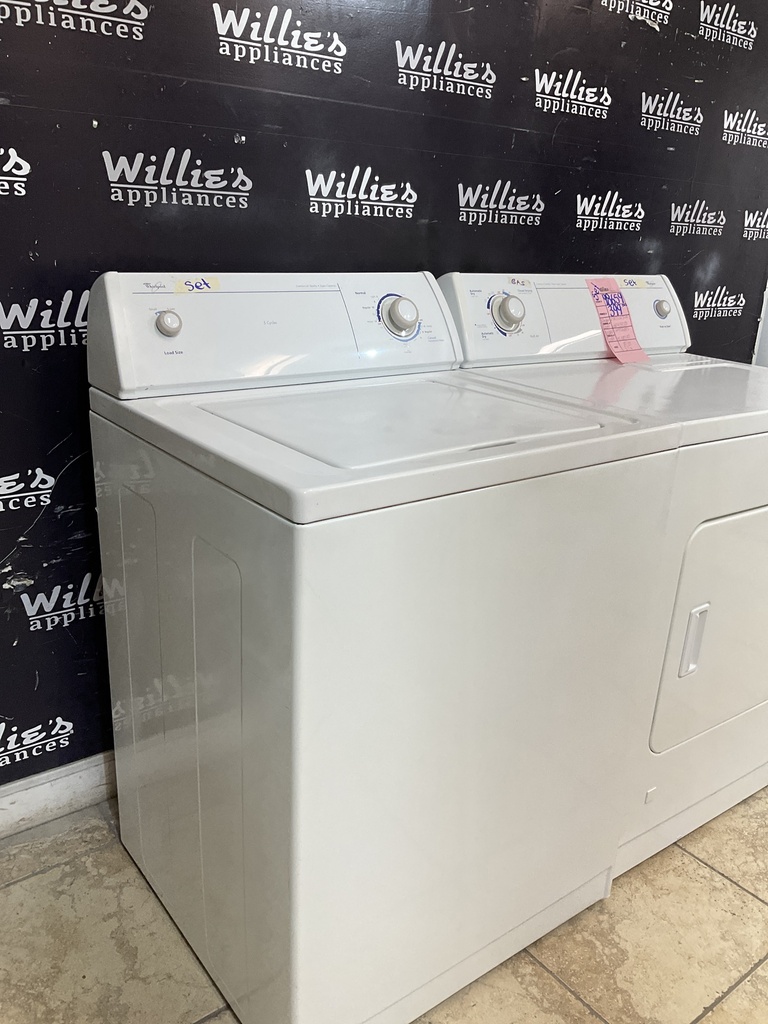 Whirlpool Used Natural Gas Set Washer/Dryer 29/27inches (White) 