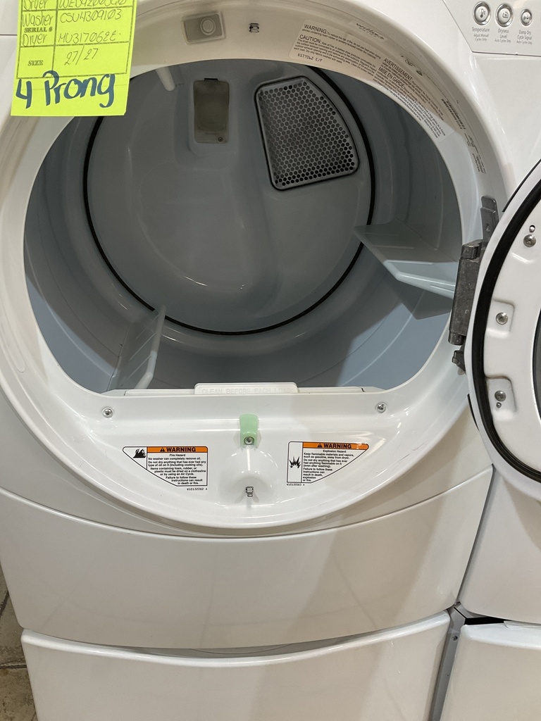 Whirlpool Used Electric Set Washer/Dryer Front-load 27/27inches {4 prong} (White) 