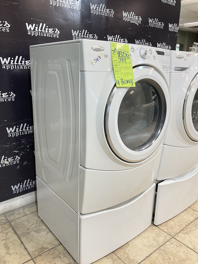 Whirlpool Used Electric Set Washer/Dryer Front-load 27/27inches {4 prong} (White) 