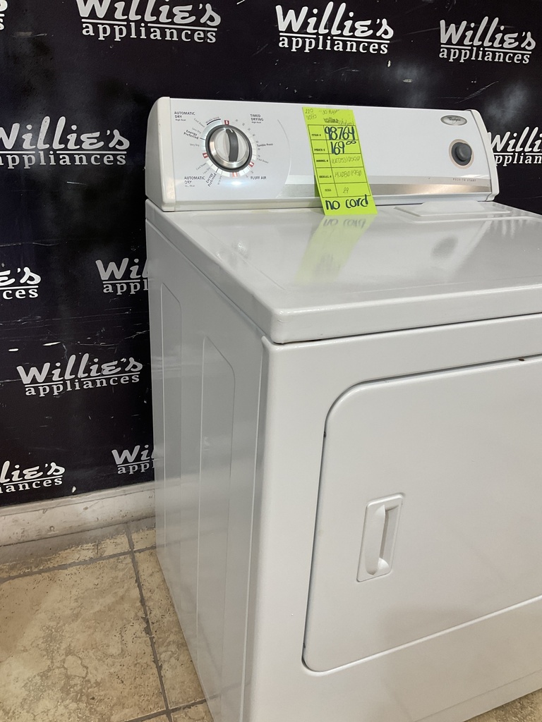 Whirlpool Used Electric Dryer 220volts  (30 AMP) 29inches {no cord} 