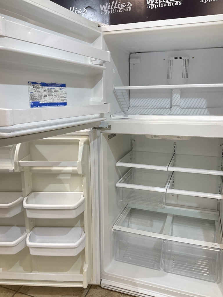 Whirlpool Used Refrigerator Top and Bottom 33x65 1/2” (White) 