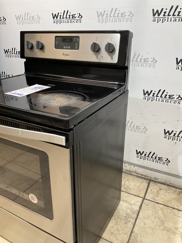 Whirlpool Used Electric Stove 220volts (40/50 AMP) 30inches {3 prong} (Stainless Steel) 
