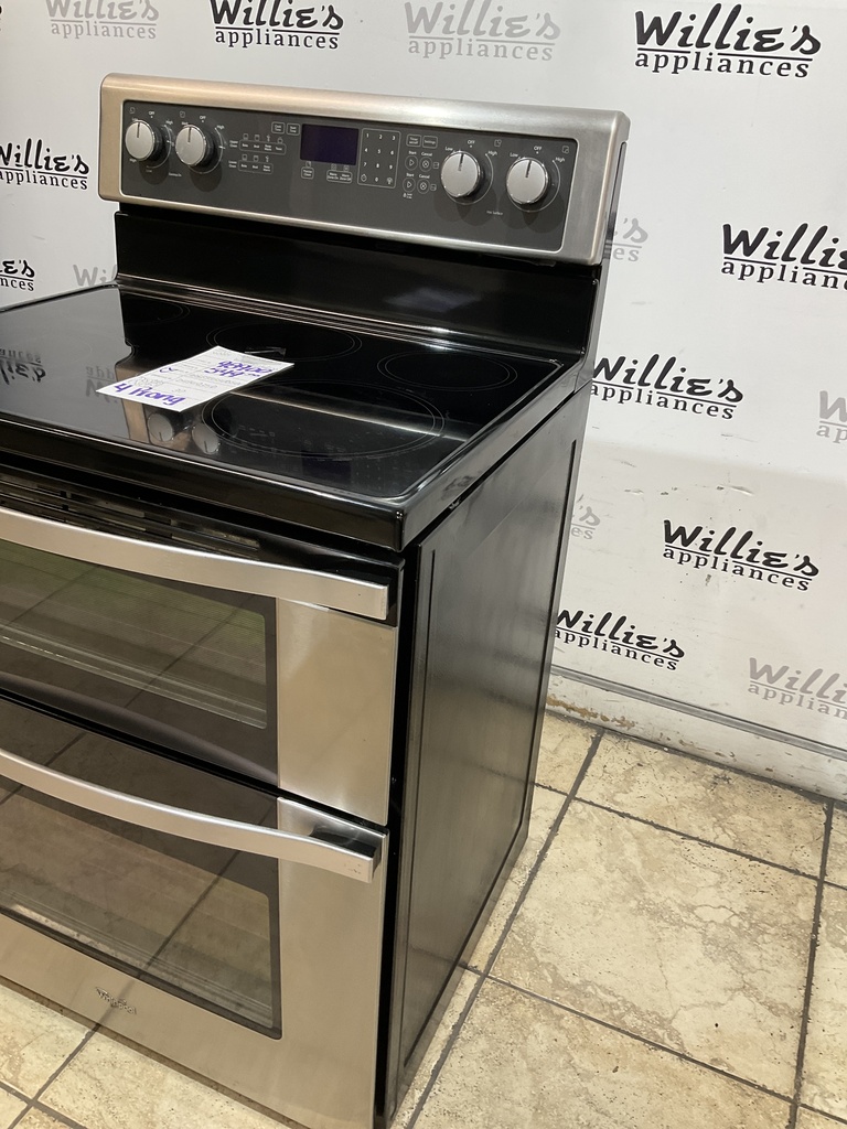 Whirlpool Used Electric Stove Double Oven 220volts (40/50 AMP) 30inches {4 prong} (Stainless Steel) 