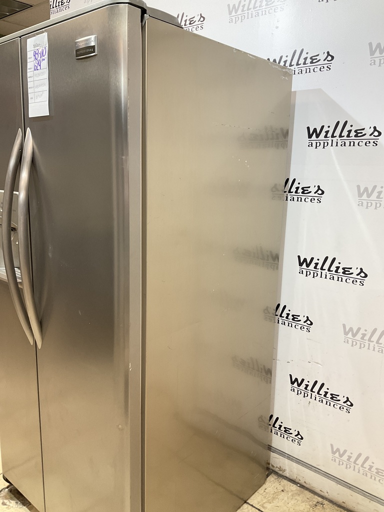 Frigidaire Used Refrigerator Side by Side 33 1/2” x 69 1/2” (Stainless Steel) 