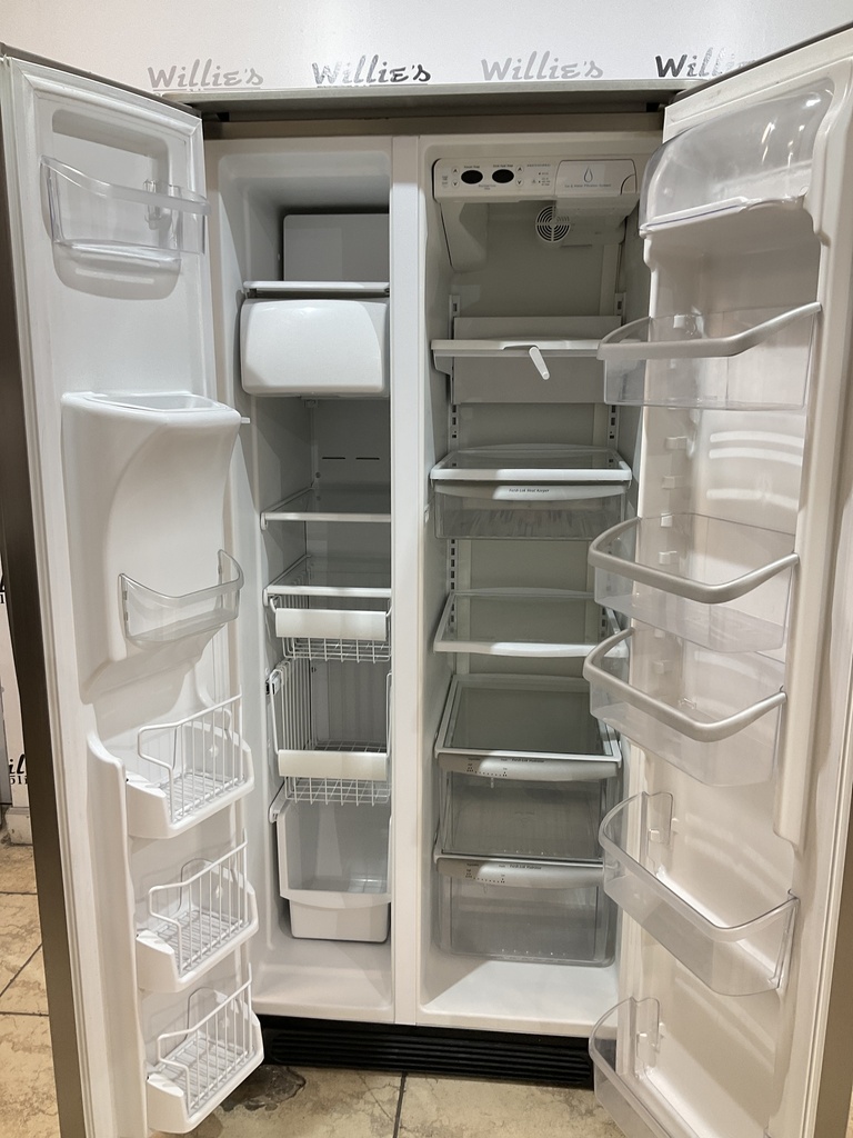 Frigidaire Used Refrigerator Side by Side 33 1/2” x 69 1/2” (Stainless Steel) 