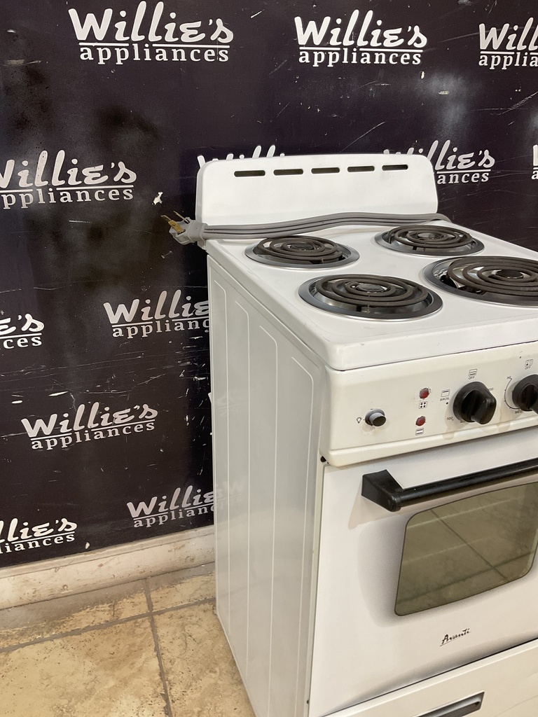 Avanti Used Electric Stove 220volts (40/50 AMP) 19 1/2” (White) 