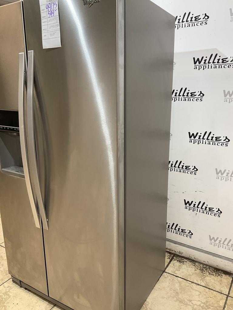 Whirlpool Used Refrigerator Side by Side 36x68 1/2” (Stainless Steel) 
