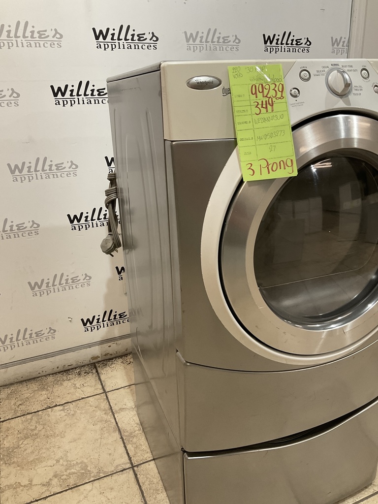 Whirlpool Used Electric Dryer 220volts (30 AMP) 27inches {3 prong} (Grey)