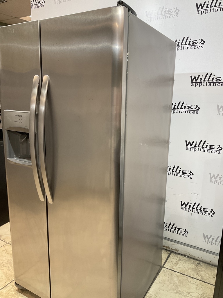 Frigidaire Used Refrigerator Side by Side 33 1/2” x 68 1/2” (Stainless Steel) 