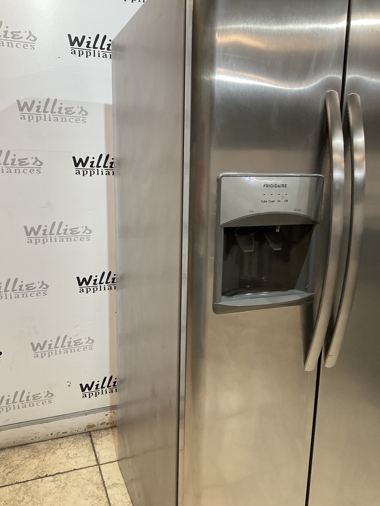 Frigidaire Used Refrigerator Side by Side 33 1/2” x 68 1/2” (Stainless Steel) 