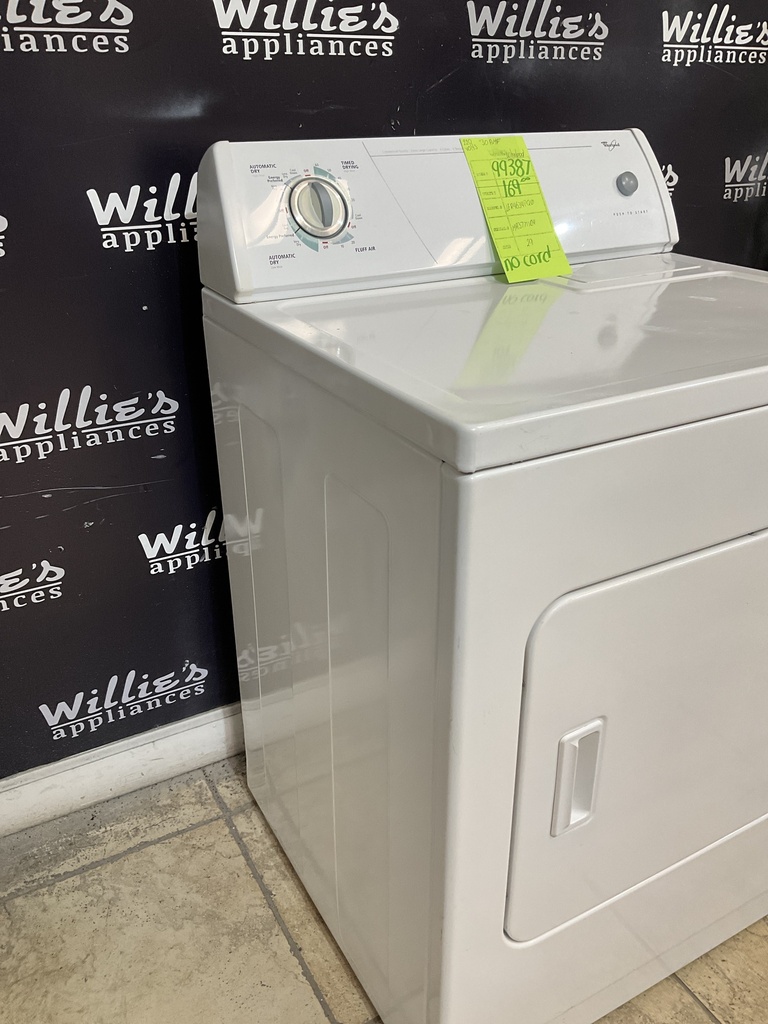 Whirlpool Used Electric Dryer 220volts (30 AMP) 29inches {no cord} (White) 