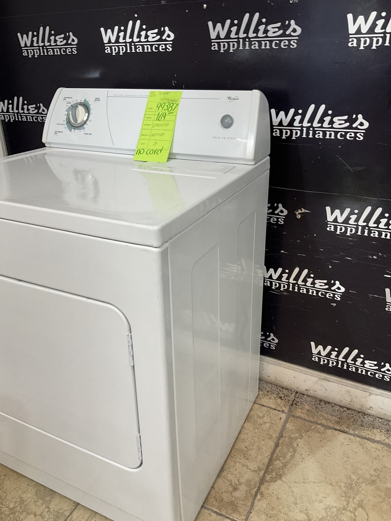 Whirlpool Used Electric Dryer 220volts (30 AMP) 29inches {no cord} (White) 